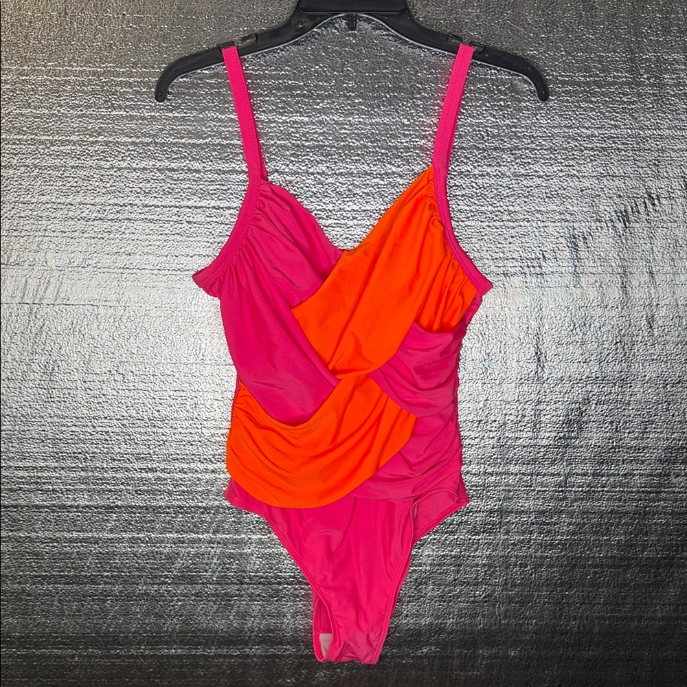 Vibrant Pink and Orange Swimsuit - Source Unknown